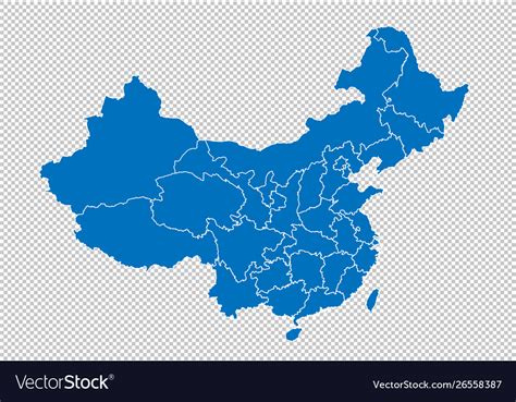 China map - high detailed blue map Royalty Free Vector Image