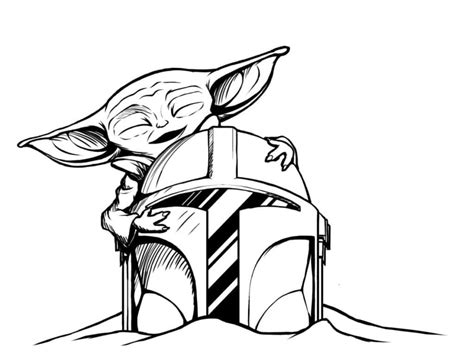 The Mandalorian with Baby Yoda Coloring Page - Free Printable Coloring ...