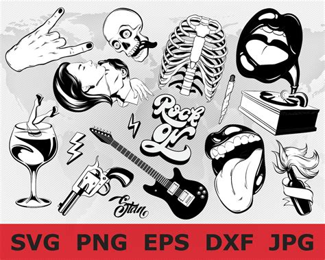 Rock SVG Bundle Rock on Svg Rock Clip Art Skeleton Svg Cut | Etsy