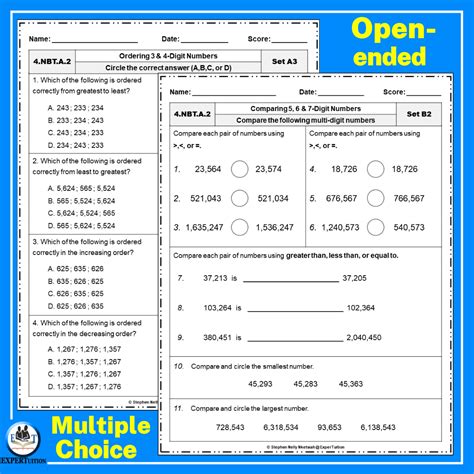 Comparing and Ordering Numbers Worksheets Grade 3, 4, 5 - ExperTuition