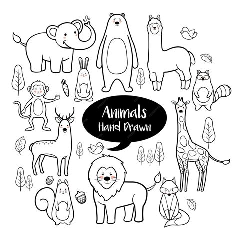 Premium Vector | Animals hand drawn doodles set