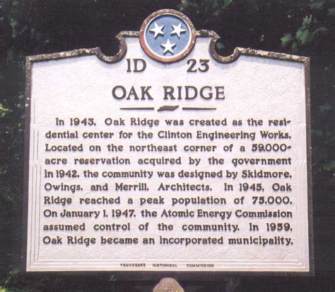 Historical Markers of Oak Ridge