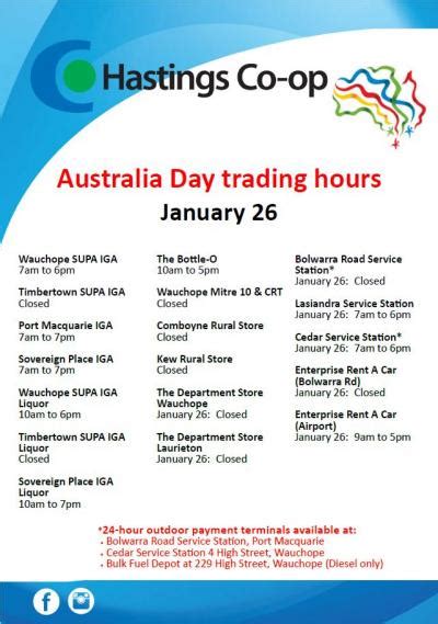 Australia Day trading hours | Hastings Co-op