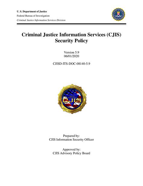 Criminal Justice Information Services (CJIS) Security Policy — FBI