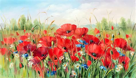 Ukrainian Poppy Field Painting Original Art Work Wildflowers - Etsy UK