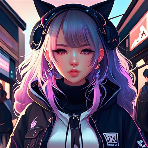 Premium AI Image | anime girl with harajuku fashion style avatar