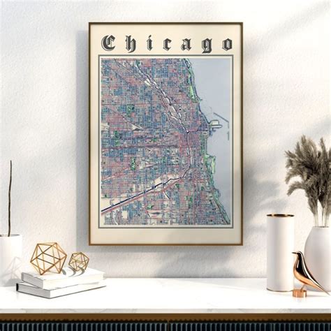 Chicago Map Print Classic Map of Chicago Chicago Poster - Etsy Canada ...