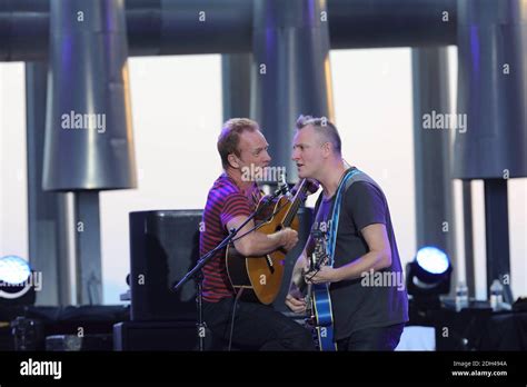 Sting and his son songwriter and musician Joe Sumner perform during Jazz A Juan festival in Juan ...