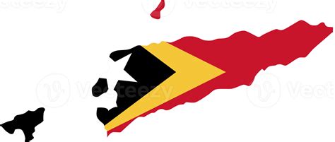 Timor Leste map city color of country flag. 12177271 PNG