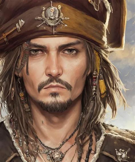 johnny depp, pirate, pirate ship, realistic face, re... | OpenArt