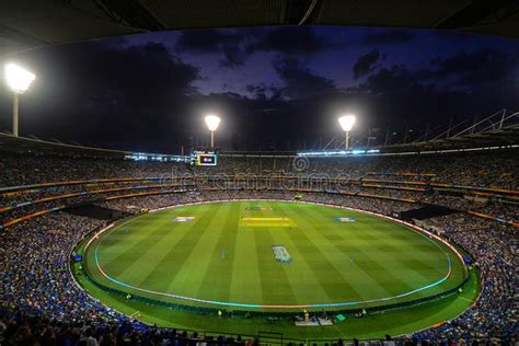 Photo about Cricket match at Melbourne cricket ground MCG Victoria Australia. Image of night ...