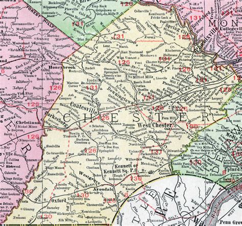 Chester County, Pennsylvania 1911 Map by Rand McNally, Coatesville ...