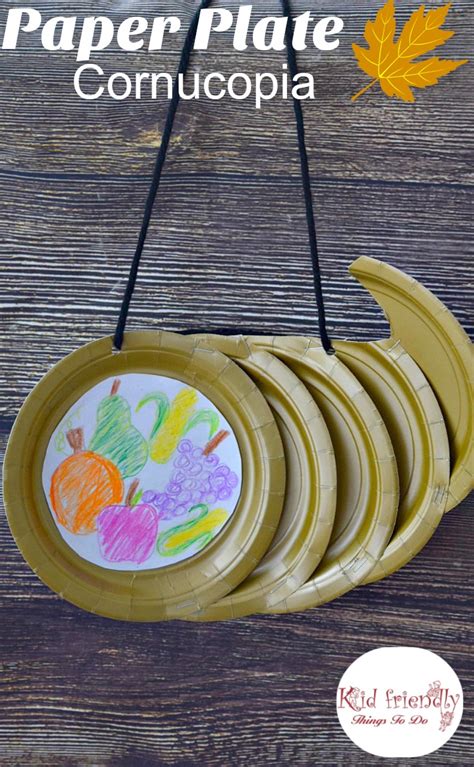 Paper Plate Cornucopia Craft for a Kid's Thanksgiving Craft