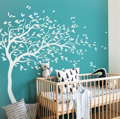 WHITE Tree Wall Decal Nursery Wall Decoration Tree Wall | Etsy