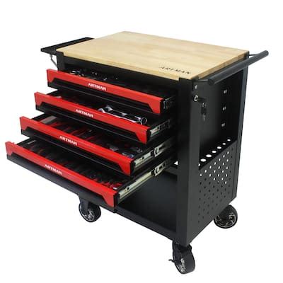 4-Drawer Chest Rolling Tool Cart Locking Swivel Cabinet with Tool Set ...