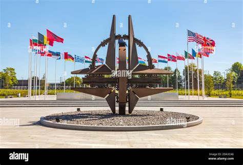 BRUSSELS, BELGIUM - May 13, 2019: Nato star sculpture in Brussels. NATO ...