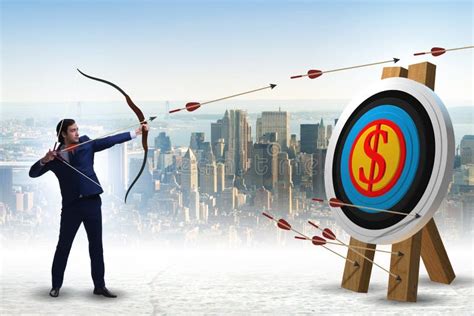 Businessman Aiming Arrow with Bow Stock Image - Image of conceptual ...