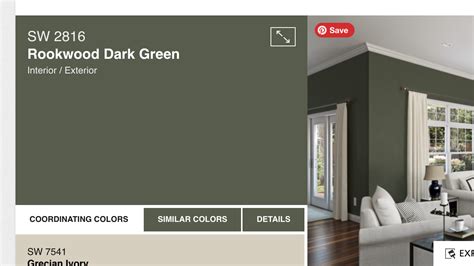 Rookwood Dark Green SW 2816 - Historic Color Paint Color - Sherwin-Williams | Green exterior ...