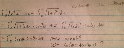 calculus - Definite integral $\int_0^1\sqrt{x^2+1}\, dx$. Use trig substitution? - Mathematics ...