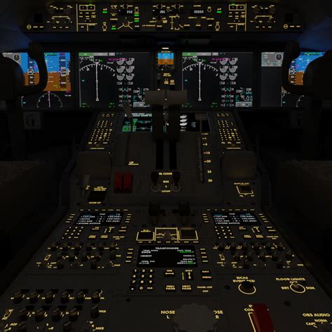 Boeing 787 Cockpit At Night