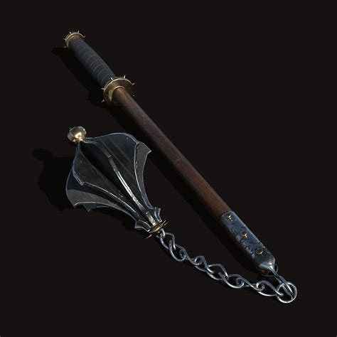 ArtStation - PBR Two-Handed Flail (Reworked), Sybren Verheij Fantasy Sword, Fantasy Weapons ...