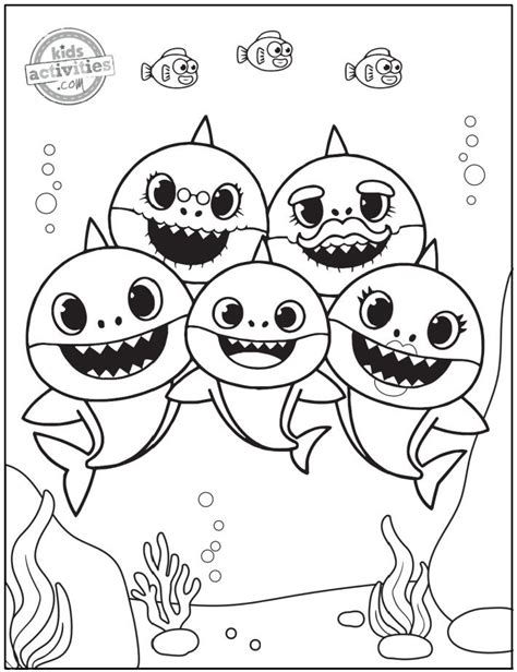 Free Printable Baby Shark Coloring Pages to Download & Print | Shark coloring pages, Family ...