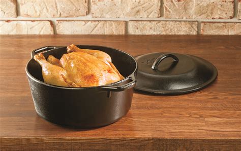Lodge L8DOL3 Cast Iron Dutch Oven with Dual Handles, Pre-Seasoned, 5 ...
