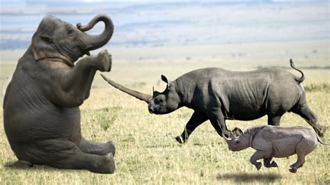 Elephant vs Rhino Real Fight - Ephant Shows Who's Boss and the unexpected - YouTube