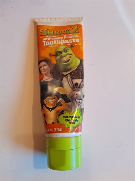 I found this Shrek chocolate flavored toothpaste from 2004 in my medicine cabinet : r ...