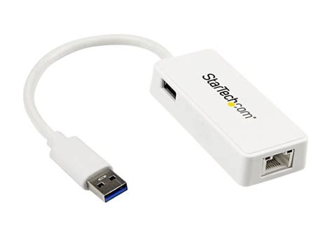 StarTech.com USB 3.0 to Gigabit Ethernet NIC Network Adapter w/USB Port WH - USB31000SPTW ...