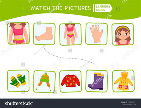 Matching Children Educational Game Match Body Stock Vector (Royalty Free) 1292329831 | Shutterstock