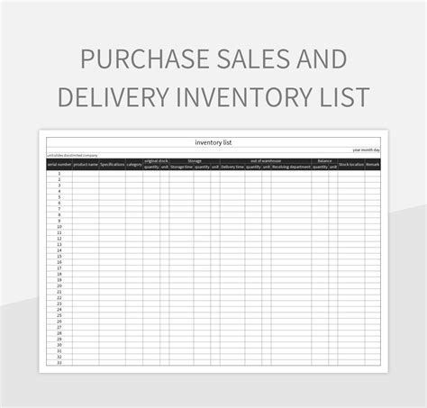 Purchase Sales And Delivery Inventory List Excel Template And Google Sheets File For Free ...