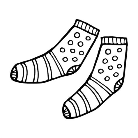 Premium Vector | Hand drawn pair of socks in doodle style black and ...