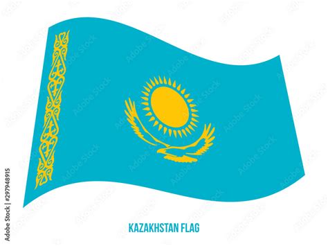 Kazakhstan Flag Waving Vector Illustration on White Background ...