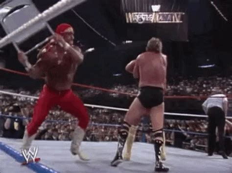 Hogan Chairshot GIF - Hogan Chairshot Wwe - Discover & Share GIFs