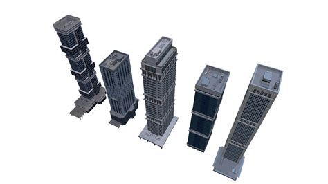 5 High-Rise Buildings Free 3D Model by Kartoy