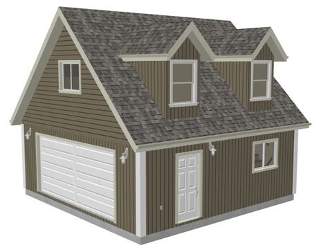 #G527 24 x 24 x 8 garage plans with loft and dormer Render | Garage plans with loft, Garage ...