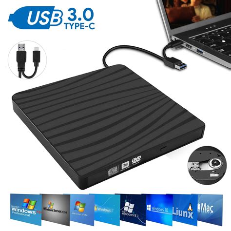 External DVD Drive, Doosl USB 3.0 Type-C Portable CD/DVD+/-RW Drive/DVD ...