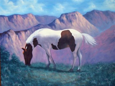 Horse With Mountain Range Oil Painting - Etsy