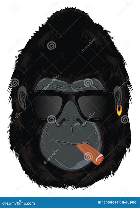 Smoking gorilla with cigar stock illustration. Illustration of power ...