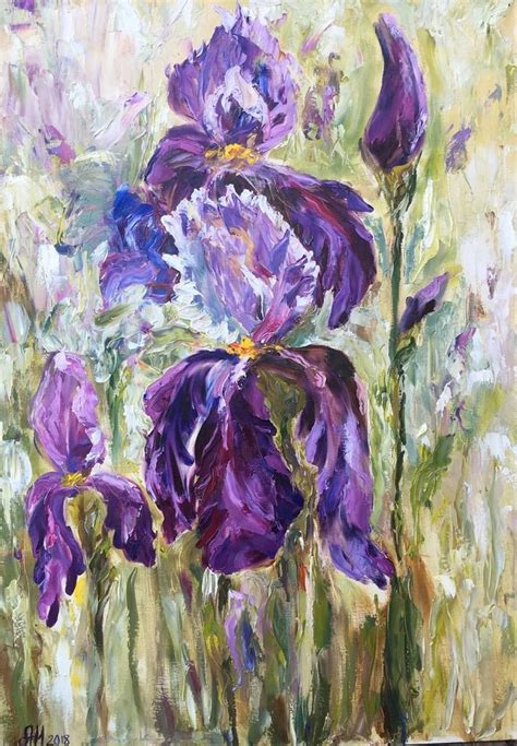 Artist Nadezhda Arakelyan Painting: “Tango of irises”. Oil on canvas | Картины маслом, Картины ...