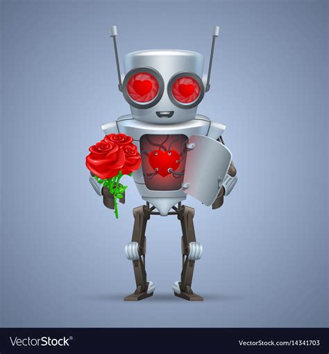 Robot with heart Royalty Free Vector Image - VectorStock