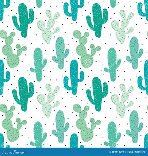 Cute Seamless Cactus Pattern Background. Stock Vector - Illustration of cute, background: 150414392