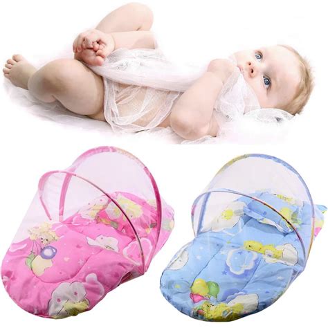 1pc Baby Crib Netting Bed Crib Folding Mosquito Net Infant Cushion Mattress Pillow Baby Bed ...