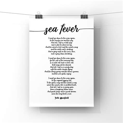 I Must Go Down to the Sea Again Sea Fever Poem Print by John - Etsy