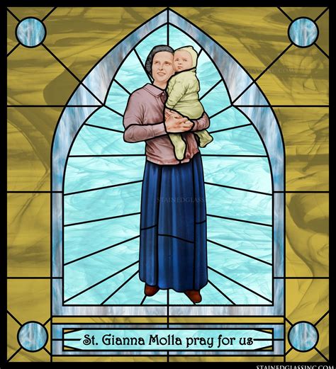 "St. Gianna Molla" Religious Stained Glass Window