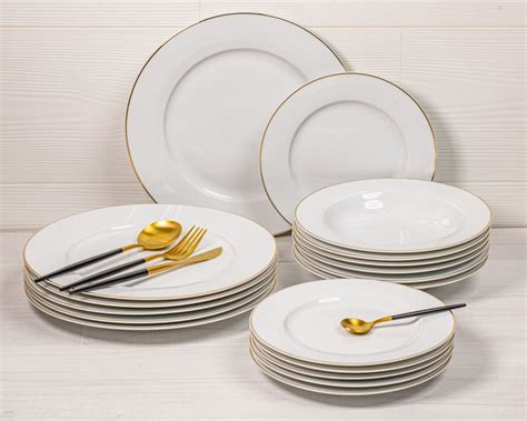Studio Tavola Dinnerware 18-Piece Set White/Gold | Buy now at Cookinglife
