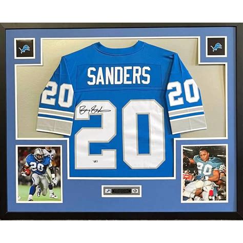 Barry Sanders Signed Lions Custom Framed Jersey Display (Fanatics ...