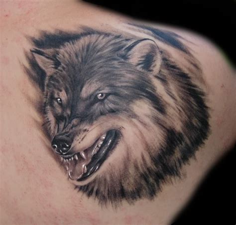 Angry Wolf Head Tattoo