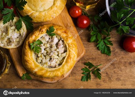 Round meat pie with vegetables Stock Photo by ©Shusha 166263236